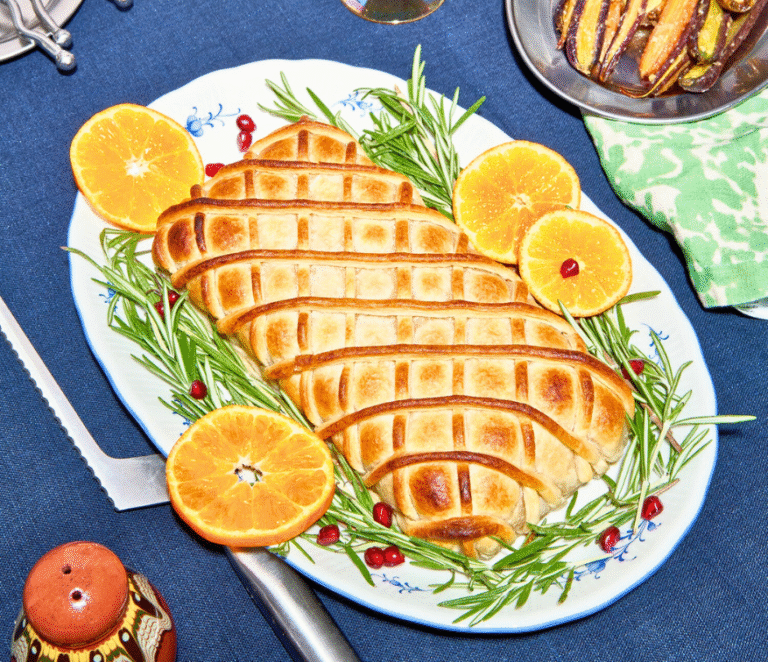 Rezept für Easy Tofu Wellington mit würziger Preiselbeersauce und omami Tofu