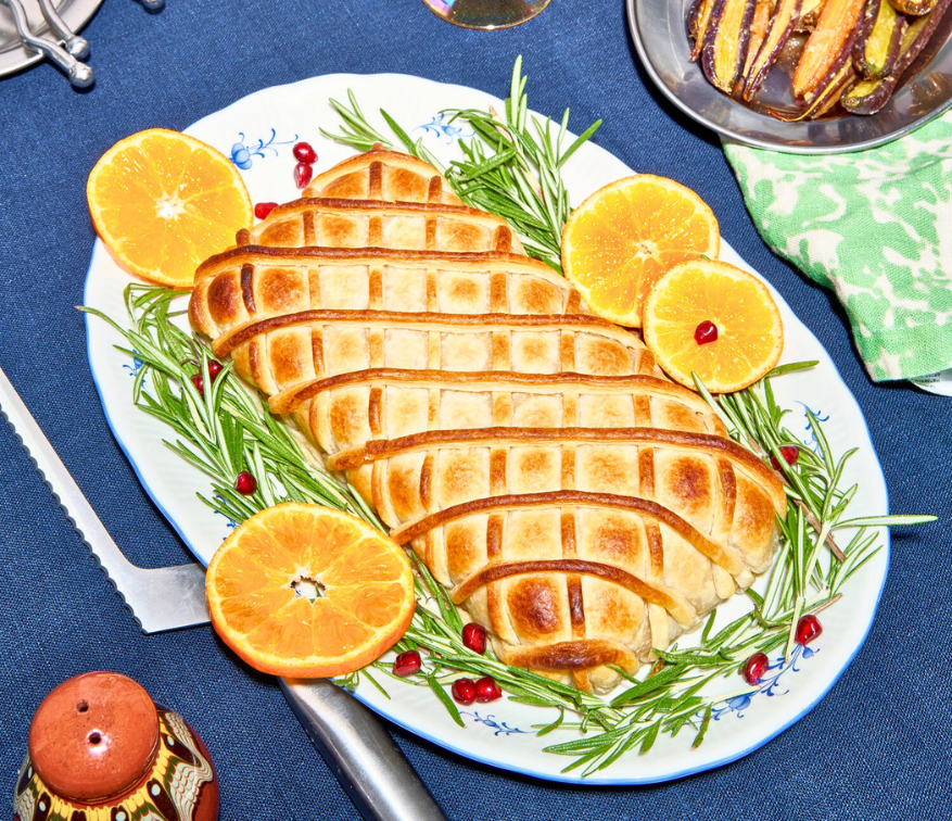 Rezept für Easy Tofu Wellington mit würziger Preiselbeersauce und omami Tofu